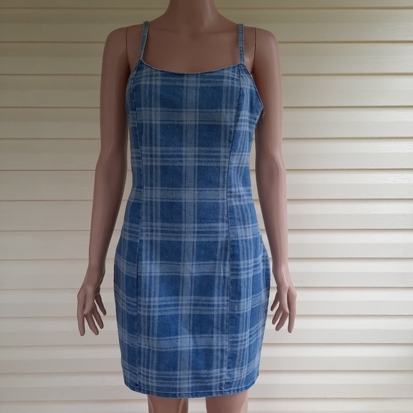 DIvided H&M Woven Fabric Womens Fitted Mini Dress Zip Side Spaghetti Straps SZ M - Picture 7 of 12